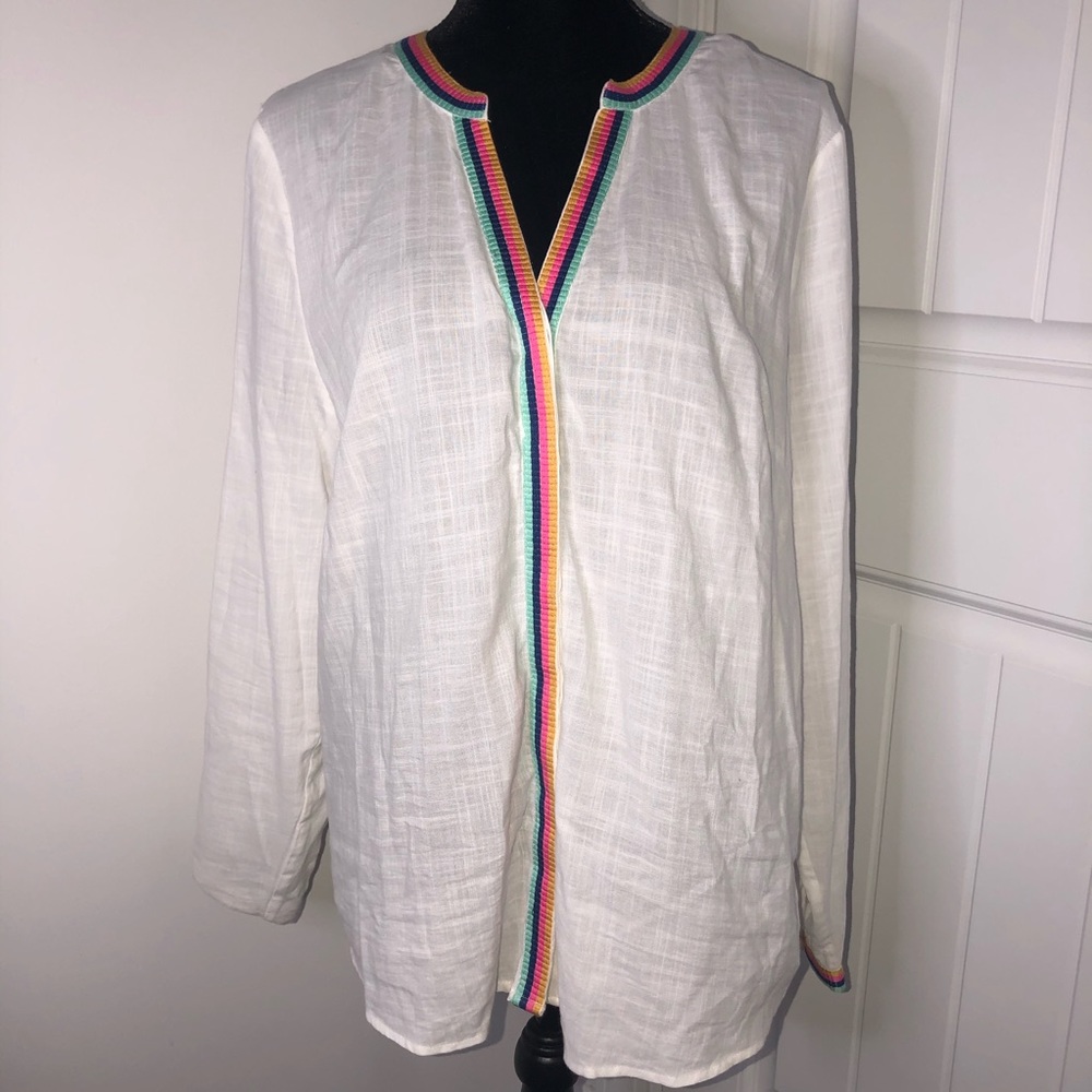 Boden Lightweight Cotton Top w/ Embroidery US12